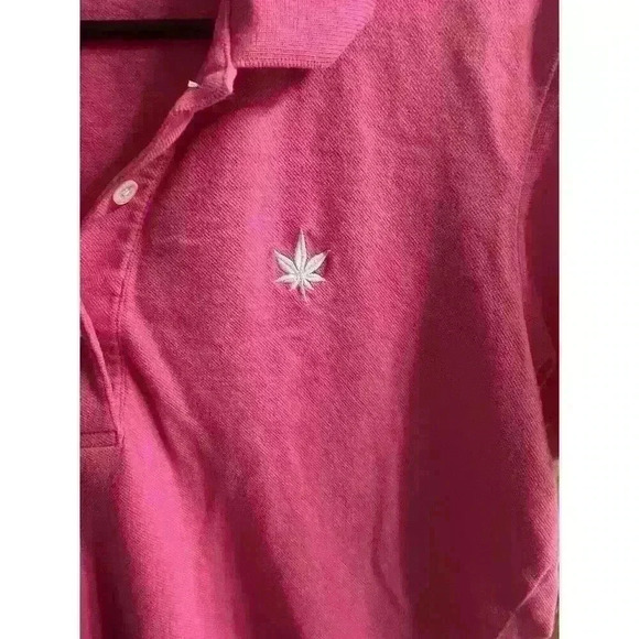 Boast Pink Pot Leaf Logo Golf Tennis Pickleball Polo Top L - Picture 3 of 7